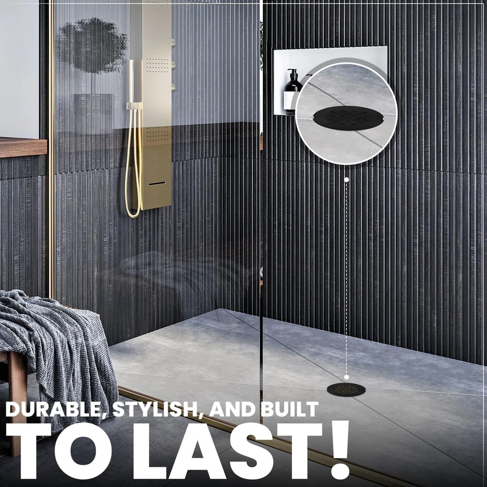 Stylish 4.25” Matte Black Shower Drain Cover - Solid Brass Construction
