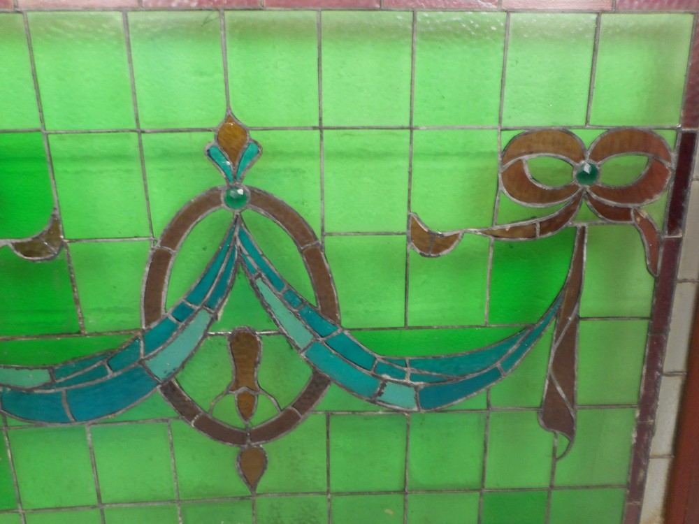 Large Vintage Stained Glass Window Panel (3020)NJ
