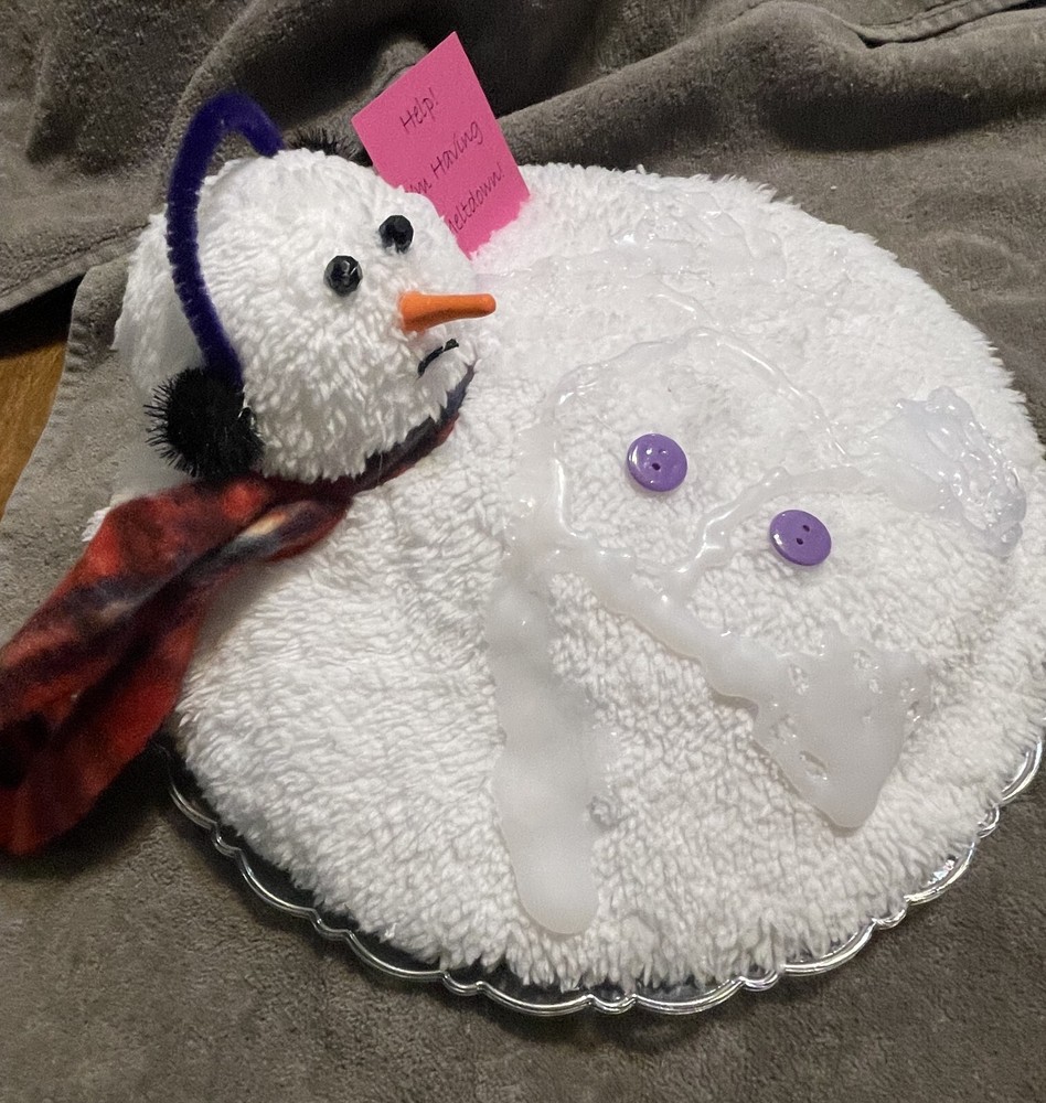 Handmade Melting Snowman - Help I'm having a meltdown - Pink