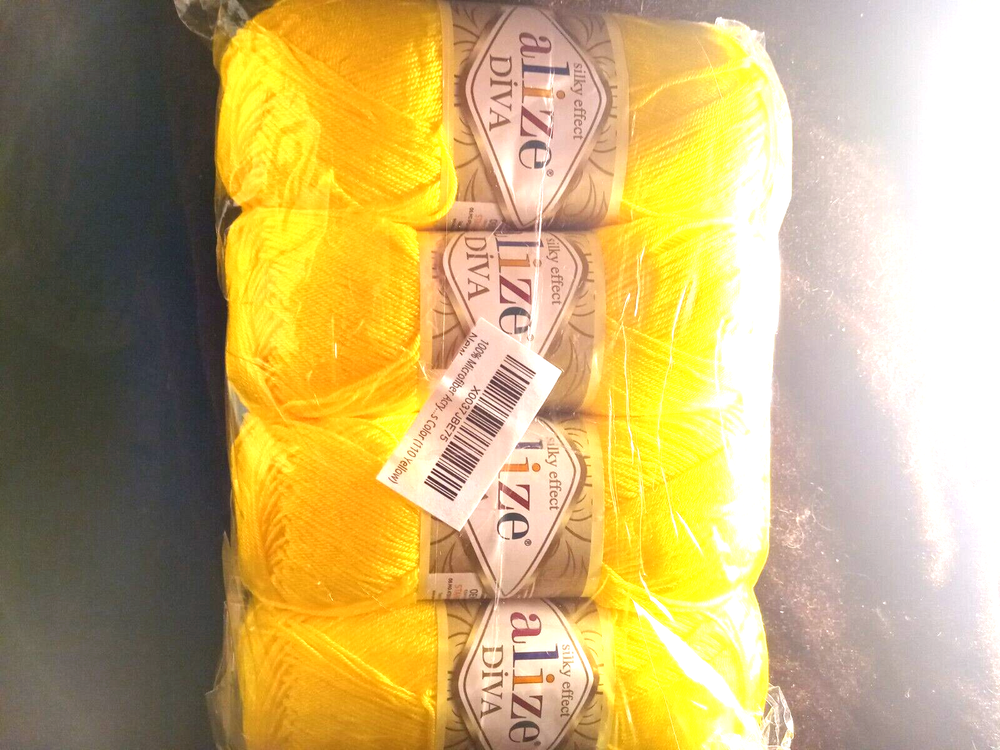 Yellow Alize Dive Silky Effect 4 Pack Acrylic Yarn 110New