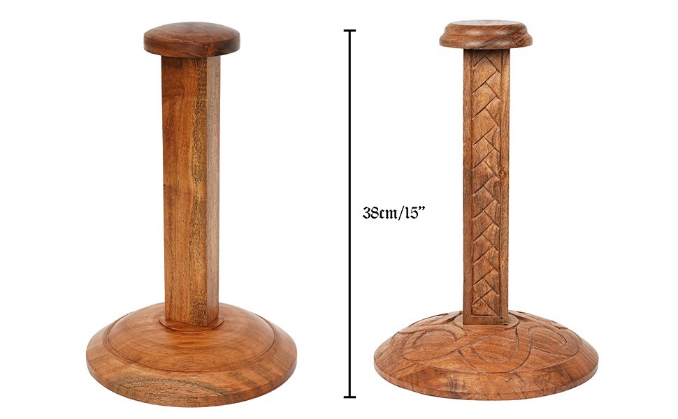 Viking Wooden Helmet Display Stand Medieval Roman Templar Spartan Holder 15 Inch
