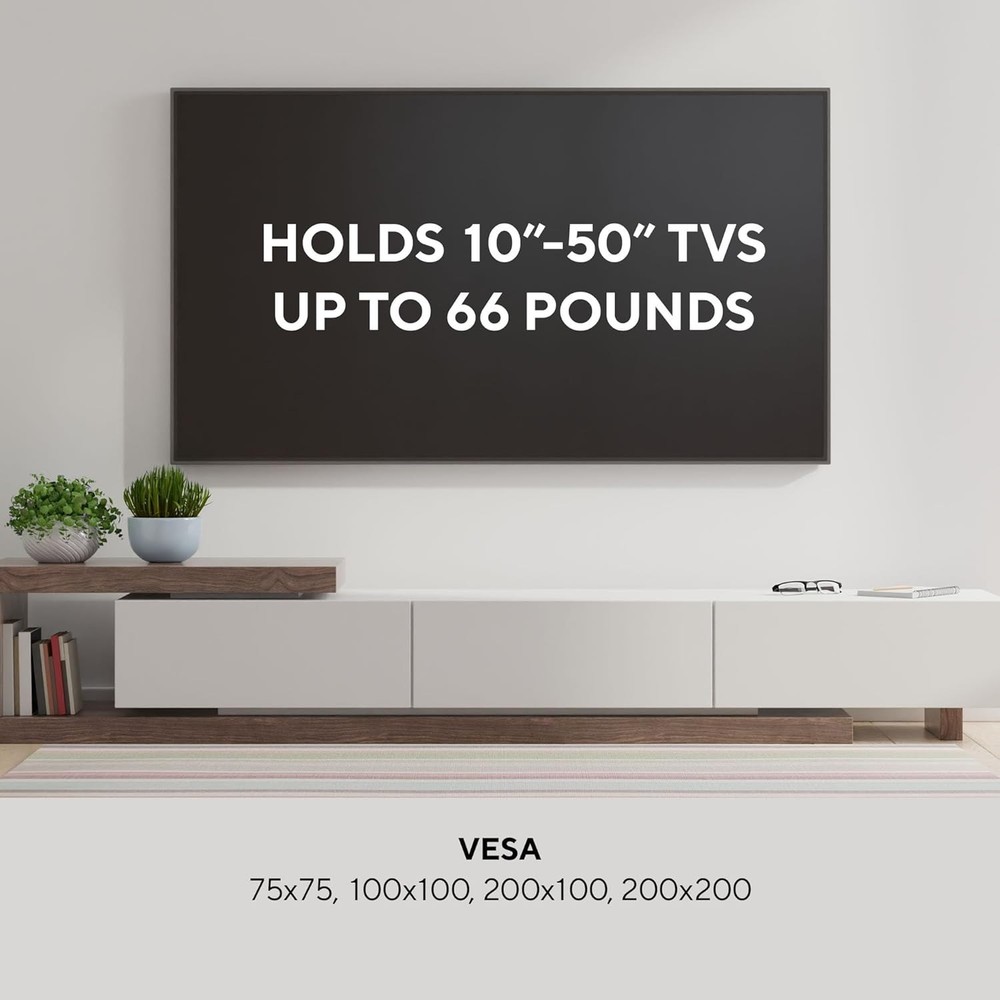 Durable Full Motion Wall Mount for Flat Panel TVs 10-50" + HDMI Cable Included