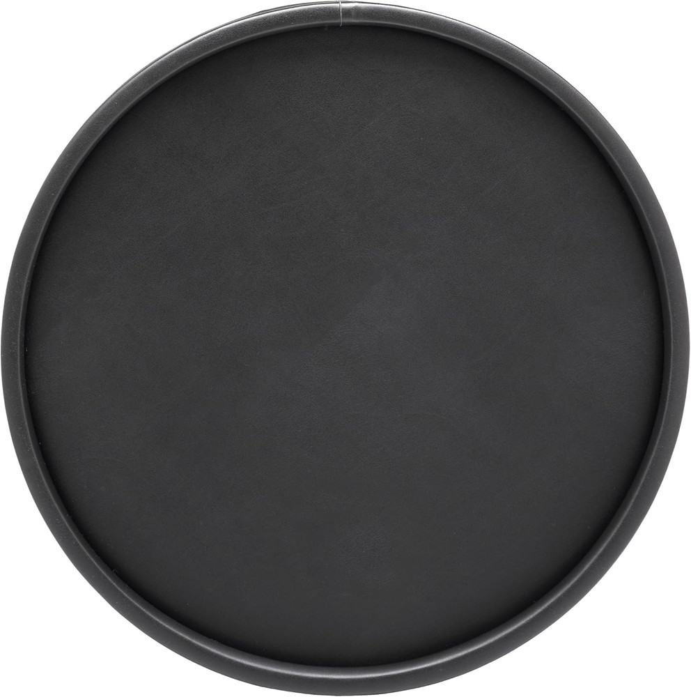 round Leatherette Serving Tray, Black - 14 Inch