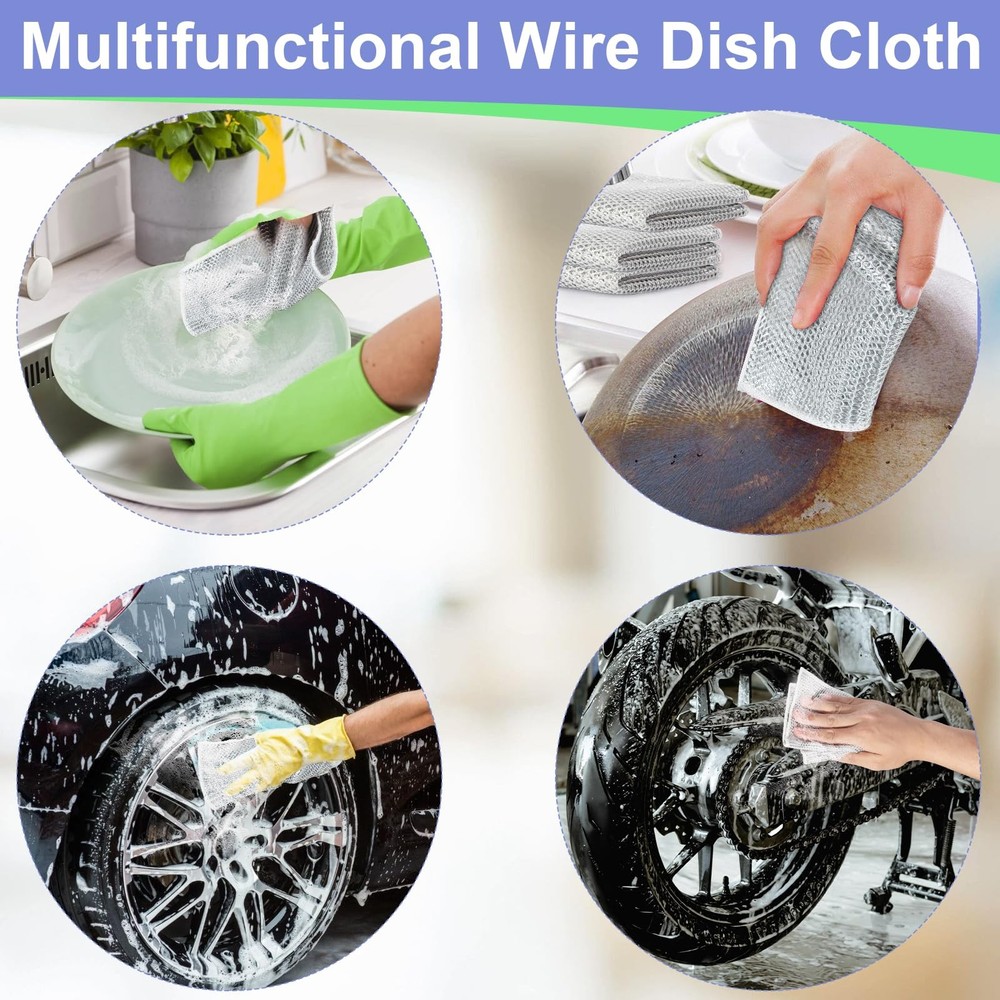 12 Pack Steel Wool Scrubber, Double Layer Non-Scratch Wire Dishcloth, Multipu...