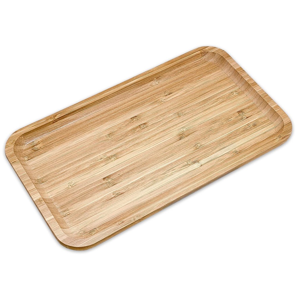 Bam&Boo Bamboo Serving Tray Natural Minimalist Rectangular (13.6” x 7.8" x 0....