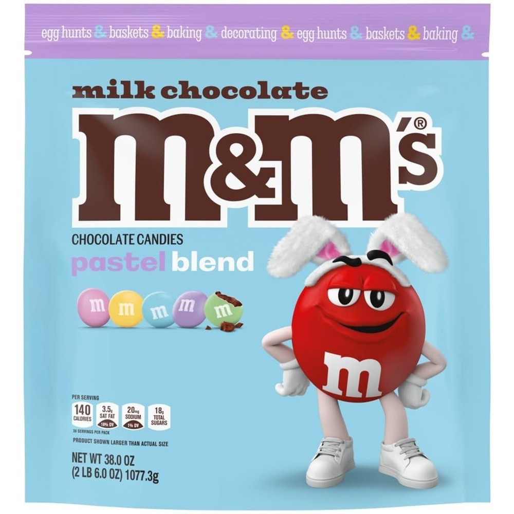 M&M'S Milk Chocolate Easter Candy, Pastel Blend, Chocolate Easter Basket Stuffer