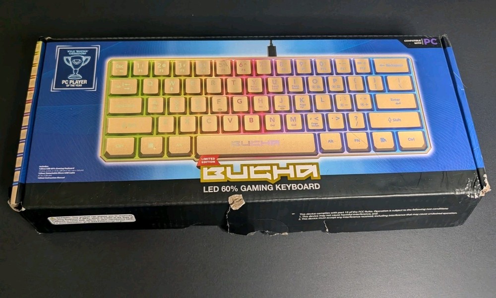 Bugha LED 60% Gaming Keyboard Gold Wired USB for PC
