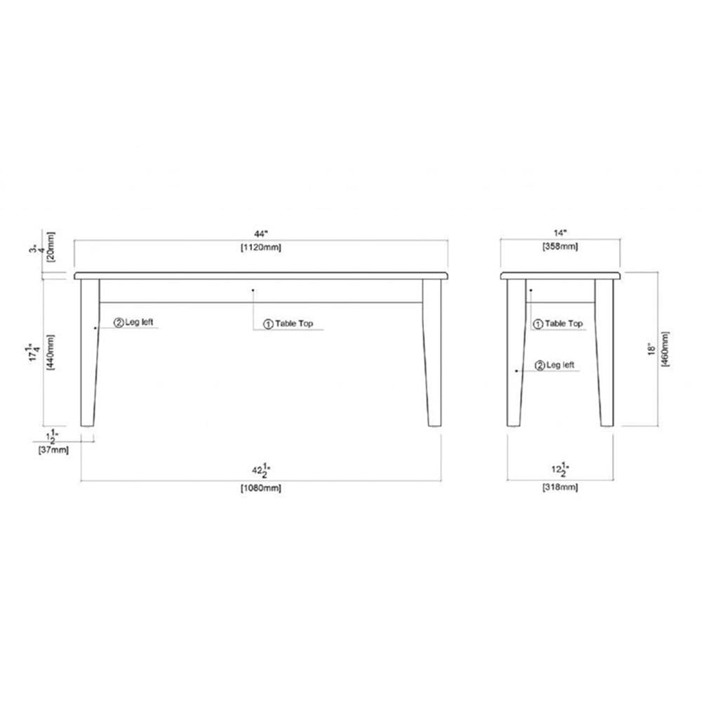 Boraam Shaker Bench, Black/Oak