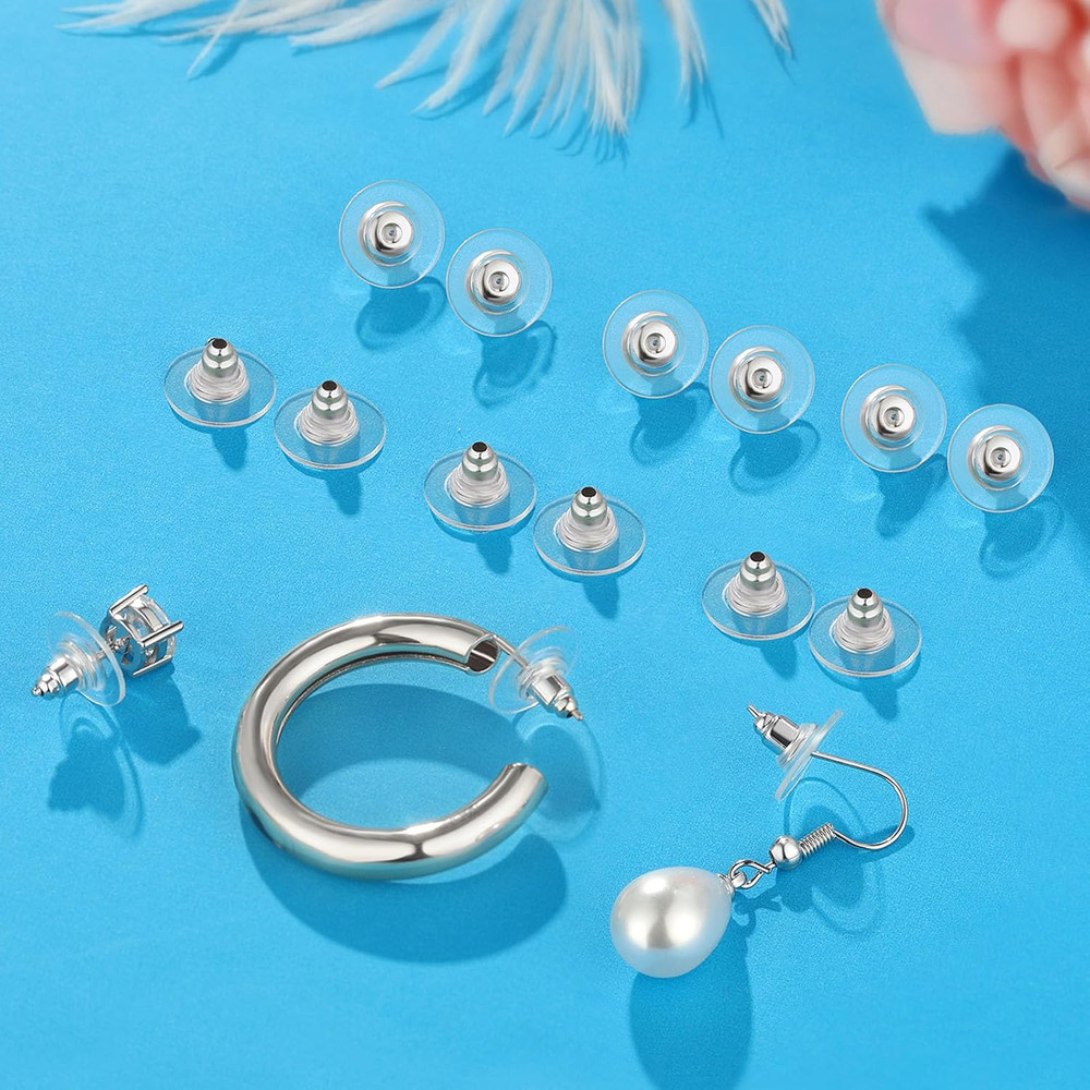 100pcs Fishhook Earring Backs Replacements for Stus - Bullet Clutch Back Earring