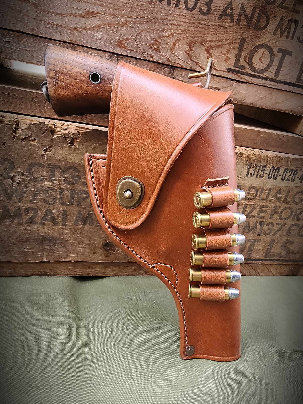 US S&W Victory Model Revolver Holster Brown Leather .38 Special Shell Loops