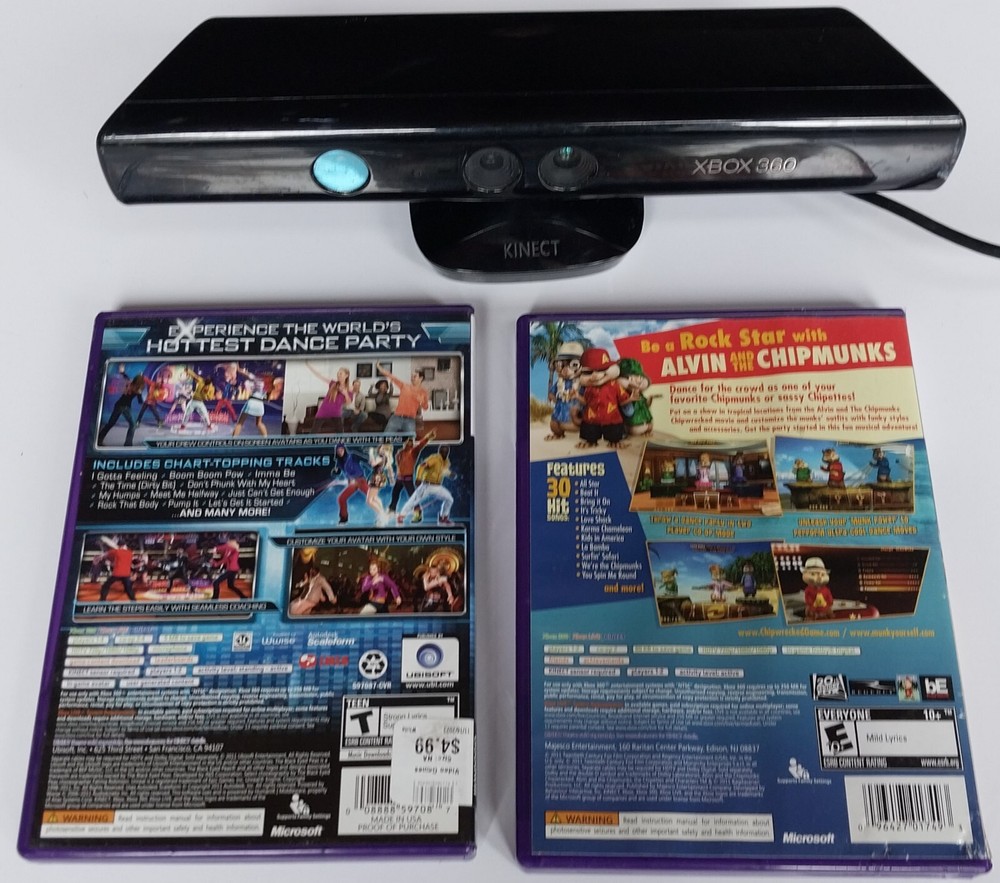 Microsoft Xbox 360 Kinect With 2 Games - Tested & Works