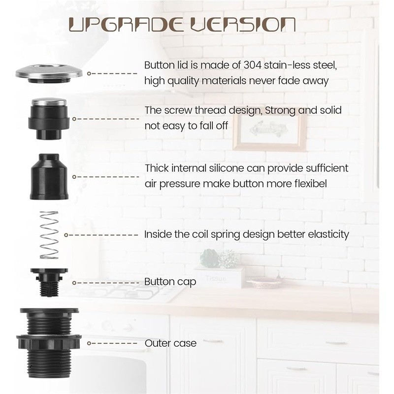 Air Switch Kit Ultra Thin Design UL Certified Easy Installation Garbage Disposal