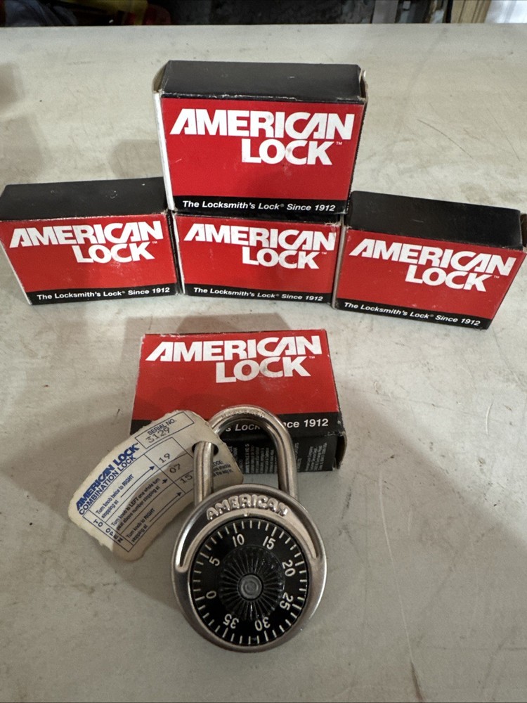 5 American Lock Combination Padlock Black Made In USA Combo