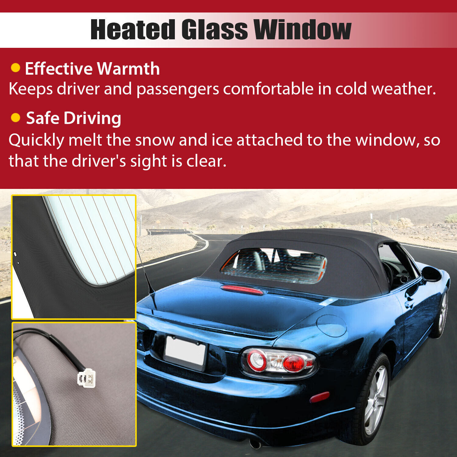 Black Convertible Soft Top W/ Heated Glass Window For Mazda MX-5 Miata 2006-2014