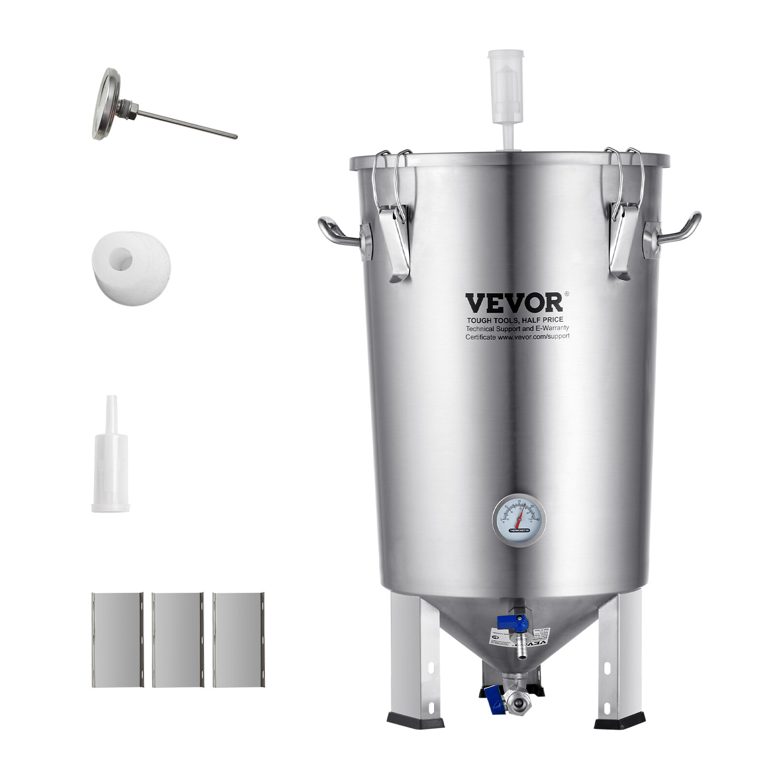 VEVOR 8 Gal Stainless Steel Home Brew Kettle Set Beer Brew Bucket Fermentor