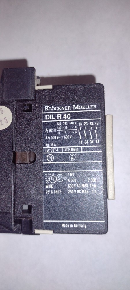 Klockner Moeller DIL R 40 Contactor, 240 Volt Coil
