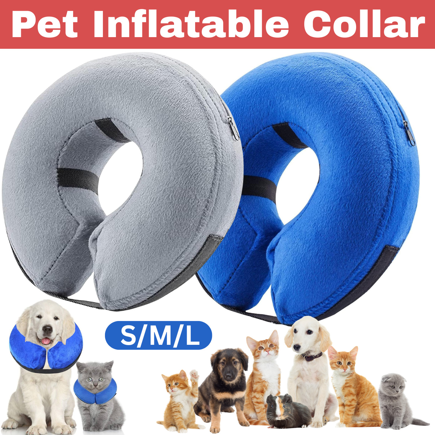 Soft Pet Recovery Inflatable Collar for Dog & Cat After Surgery Protective Cone