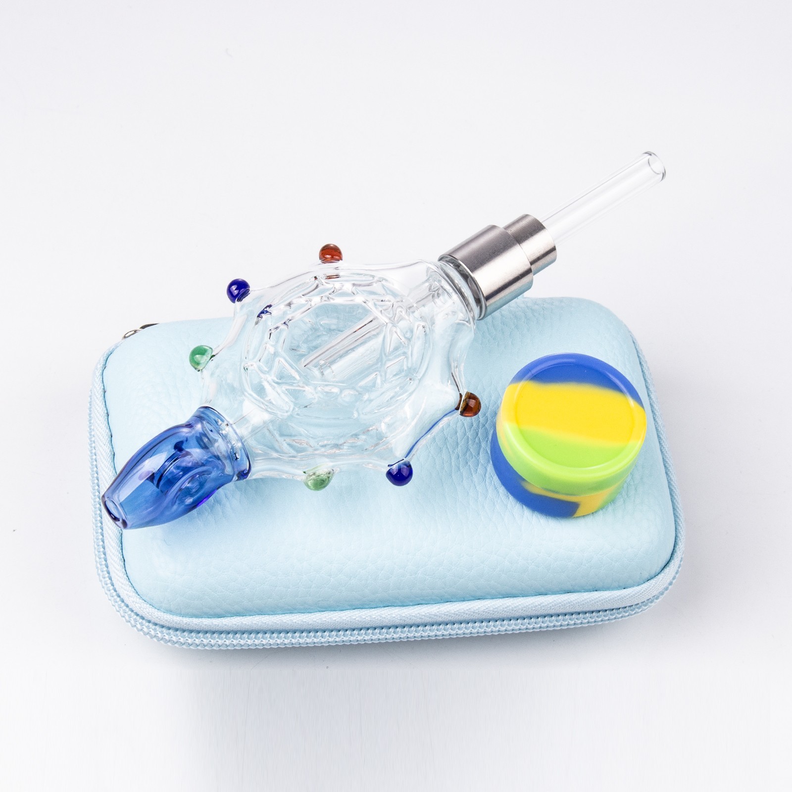 Turtle Style Glass Water Smoking Pipes Collectible Mini Bongs Quartz Nail Bag