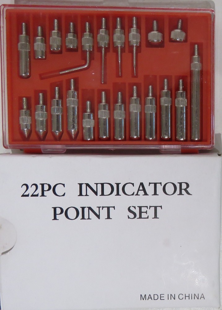 Dial Indicator 1" w/ 22 Piece Indicator Point Set & Magnetic Base EUC