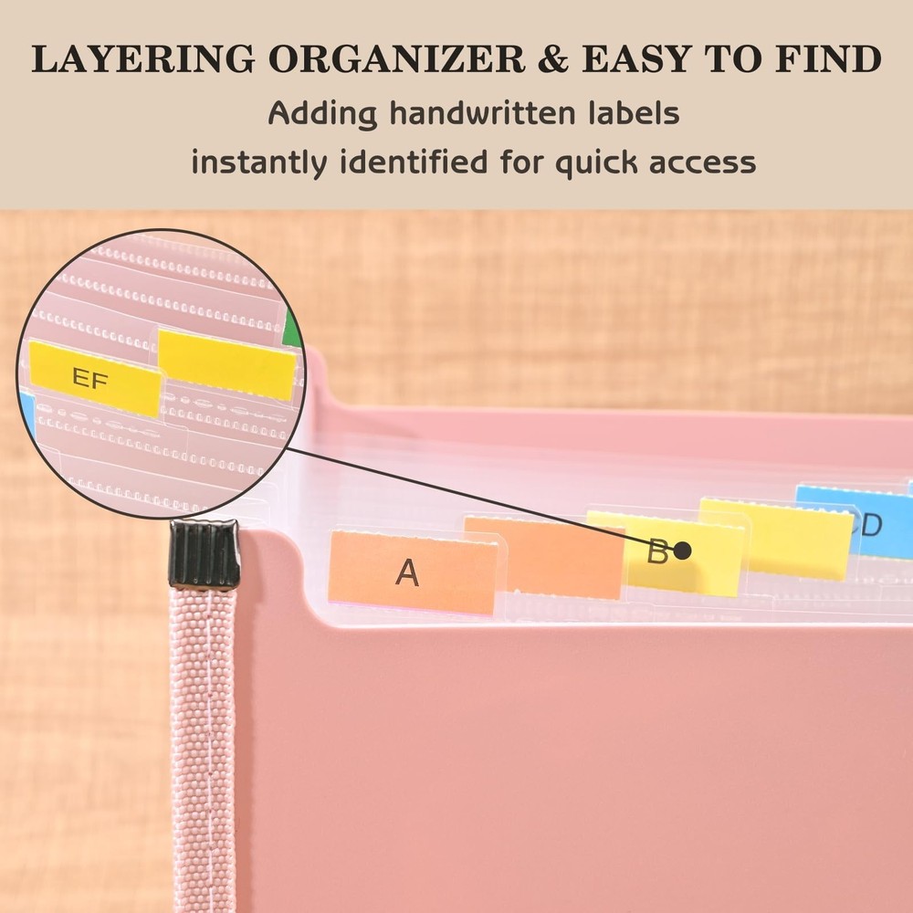 Accordion File Organizer, 13 Pockets Expanding File Folder with Colorful Tabs...