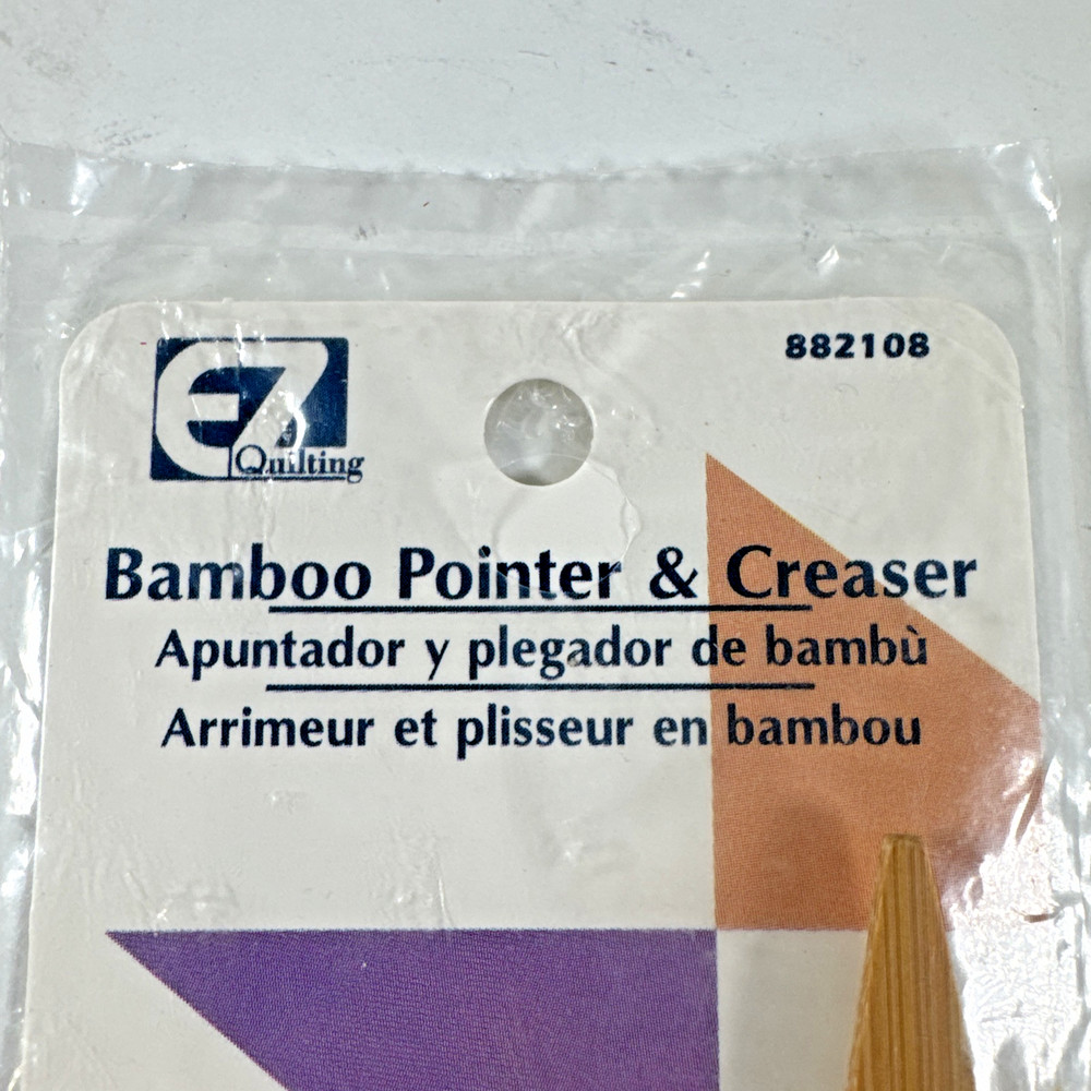 Vtg NOS EZ Quilting Bamboo Pointer & Creaser /Needle Threader