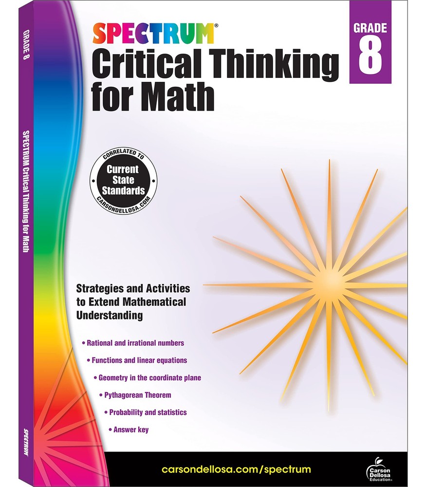 Spectrum Grade 8 Critical Thinking for Math Workbook, Mathematics Middle School