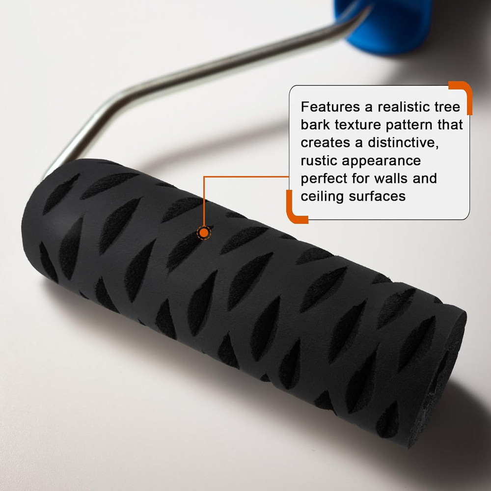 Tree Bark Pattern Drywall Texture Roller, 9-Inch, Paint Roller for Walls and Cei