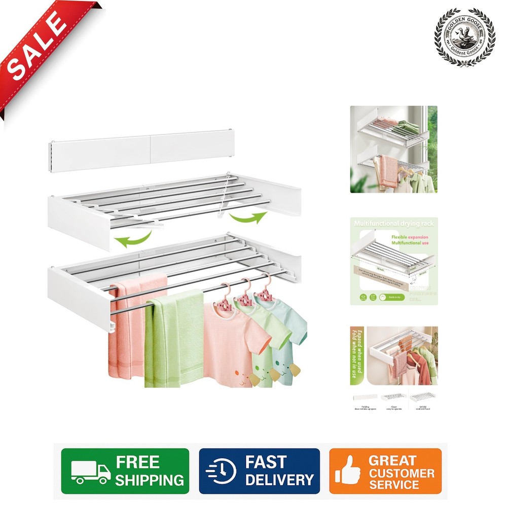 32-Inch Wall-Mounted Foldable Drying Rack - Space-Saving Stylish Solution
