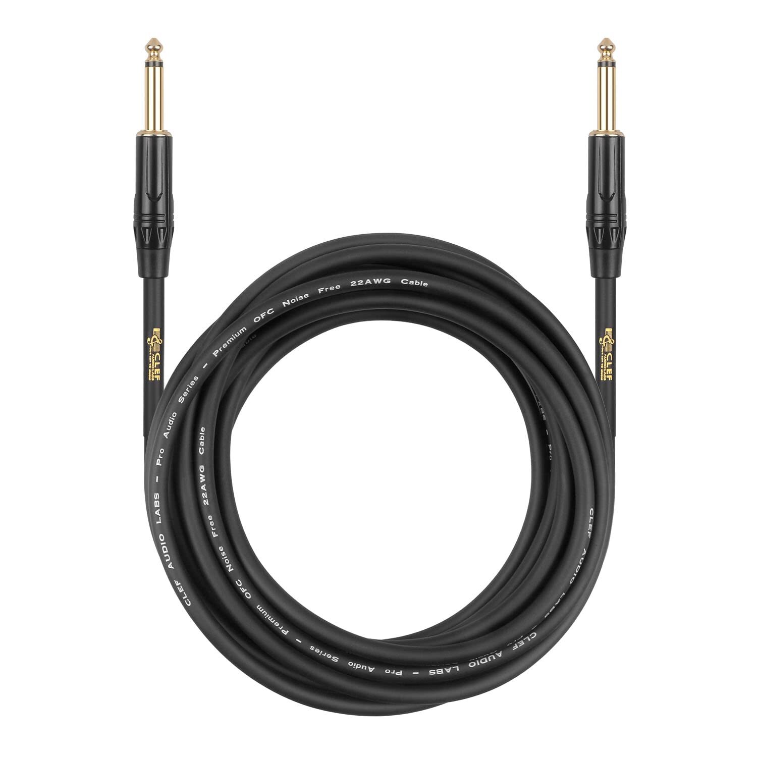 Clef Audio Labs Instrument Guitar Cable, 15ft - 1/4 inch TS, Guitar AMP Cord, 22
