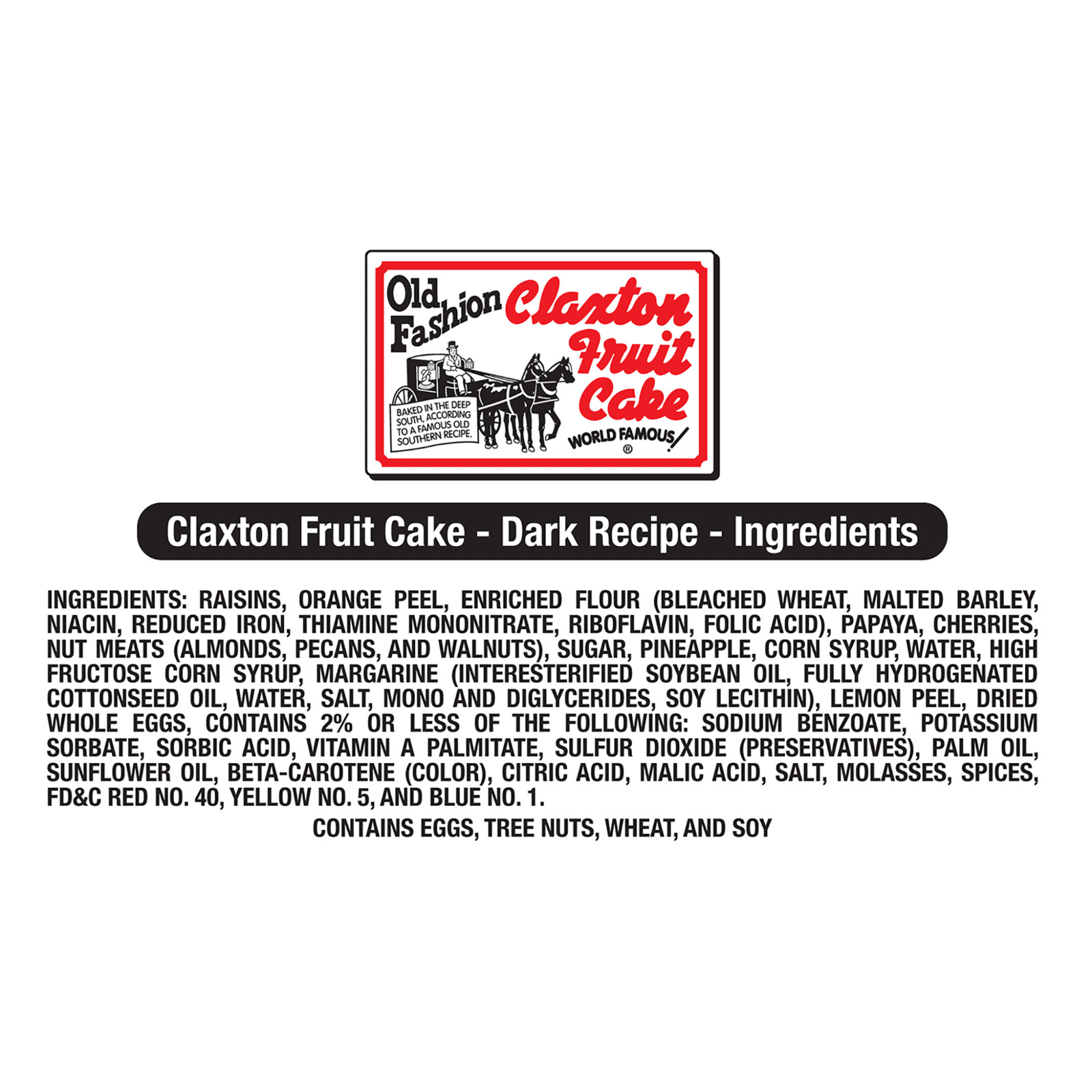 Claxton Fruit Cake 3-1 Lb. DARK - Shipped Direct From Claxton Bakery, Inc.