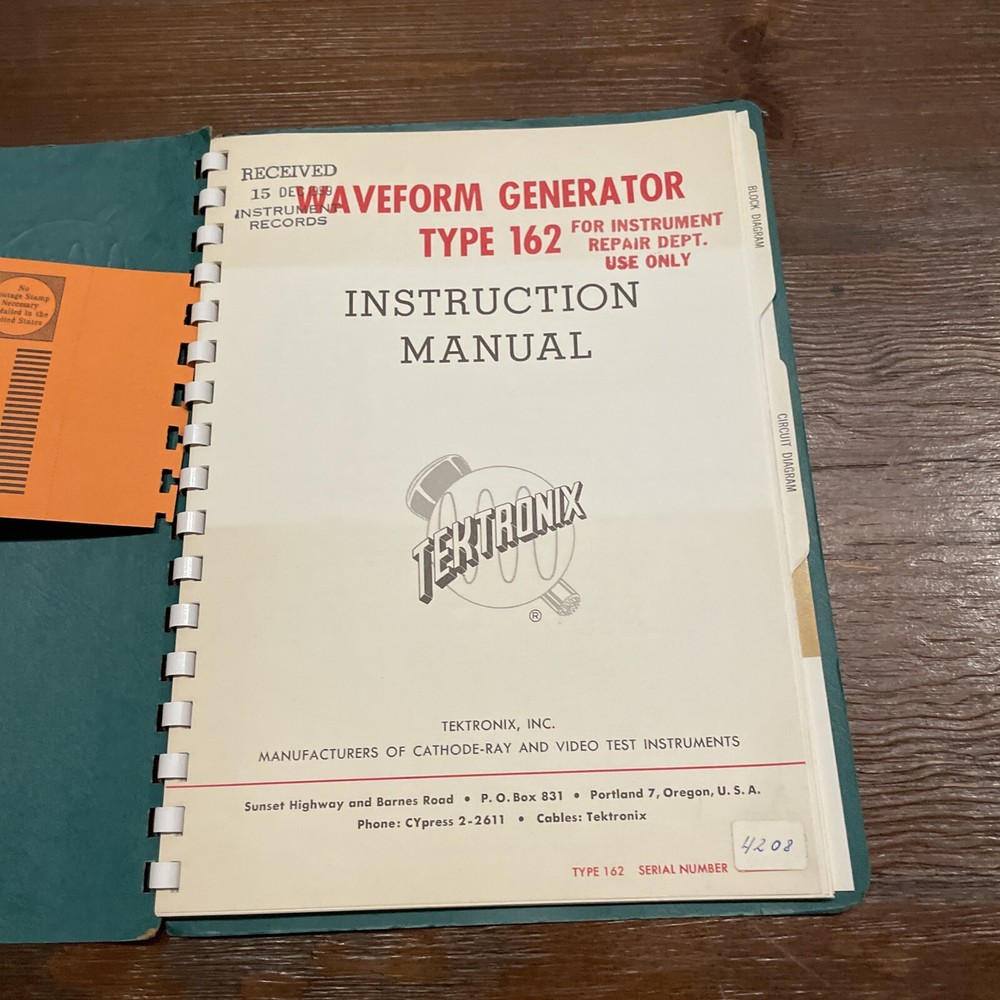 Tektronix Type 162 Waveform Generator Instruction Manual