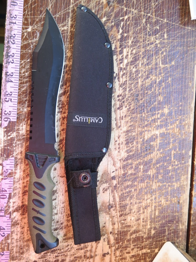 CAMILLUS KNIFE 13" w/SHEATH BLK TAN
