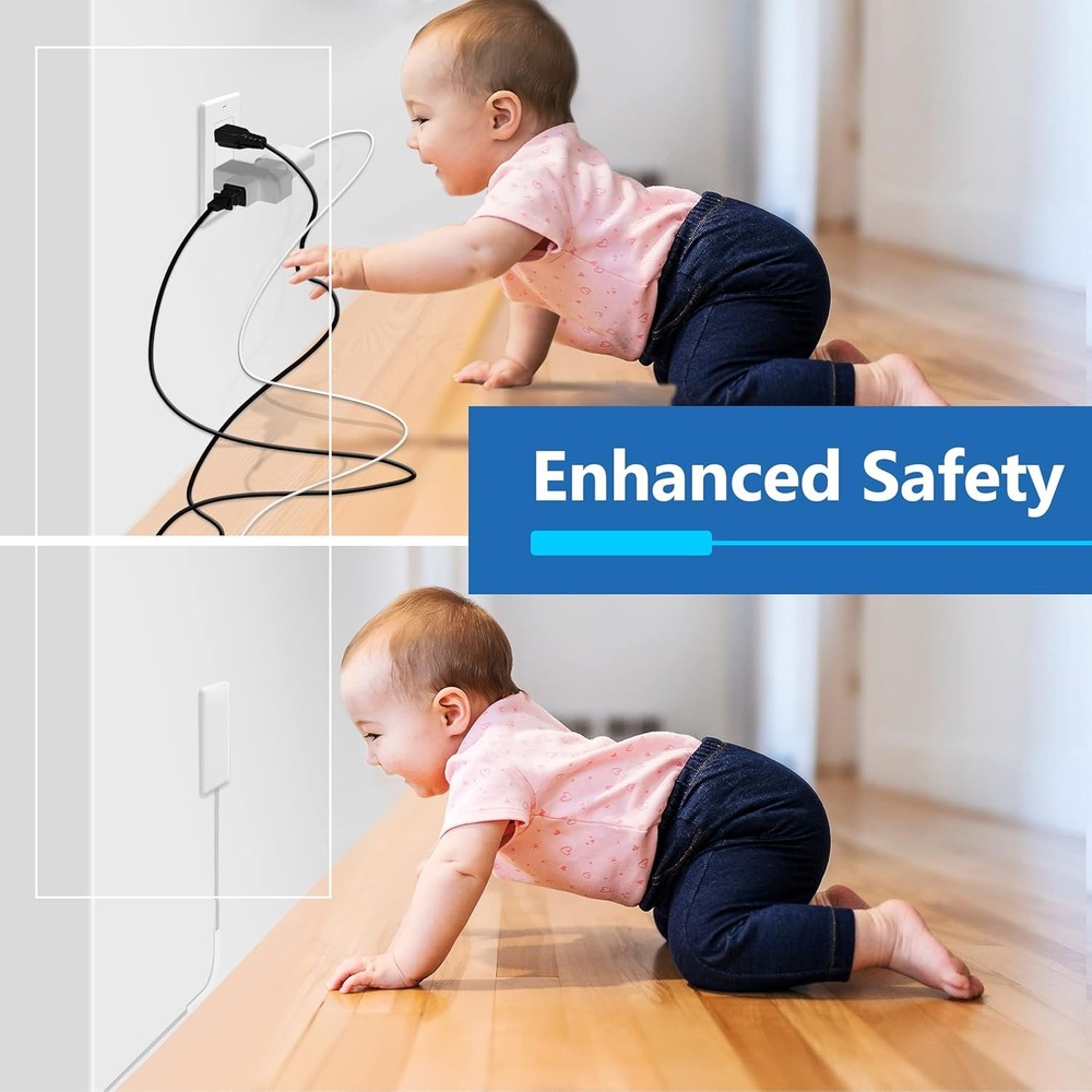 LIDER Flat-Face Outlet Extender with 3 Receptacles, Ultra-Thin 2 Pack, White