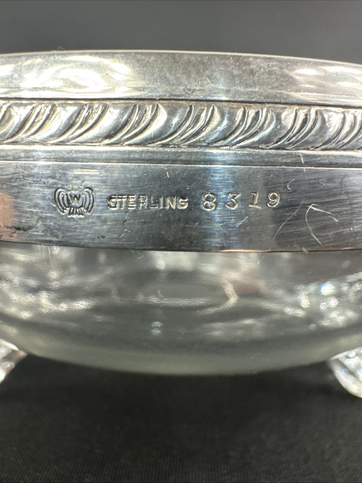 Weidlich Sterling 8319 Crystal 3 Footed Bowl 5.5” c1930s