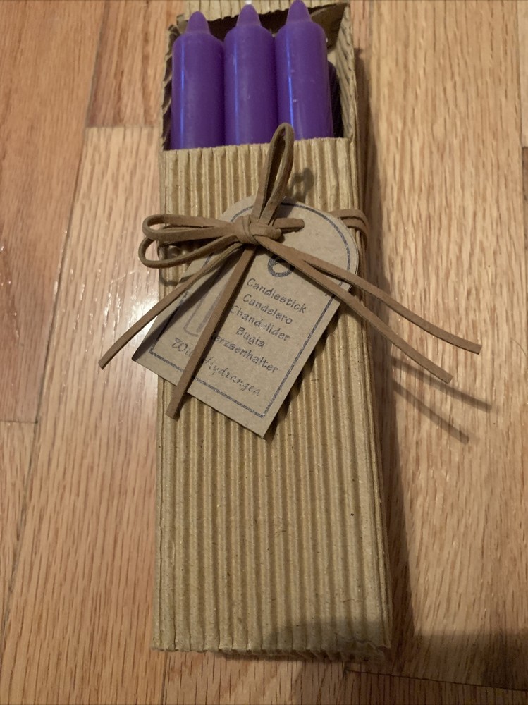 WILD HYDRANGEA TAPER CANDLES CANDLESTICKS 6 IN PACKAGE