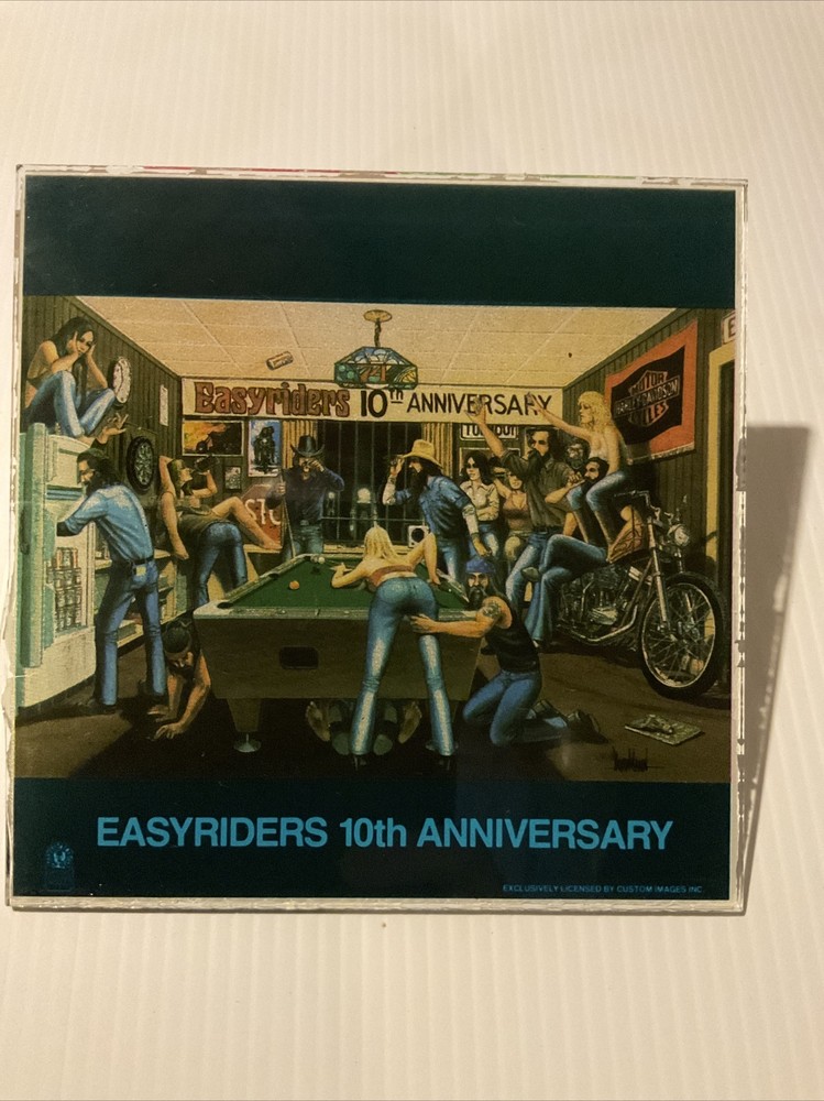 EASYRIDERS CARNIVAL MIRROR FAIR PRIZE HARLEY DAVIDSON BIKER ART 6 x 6