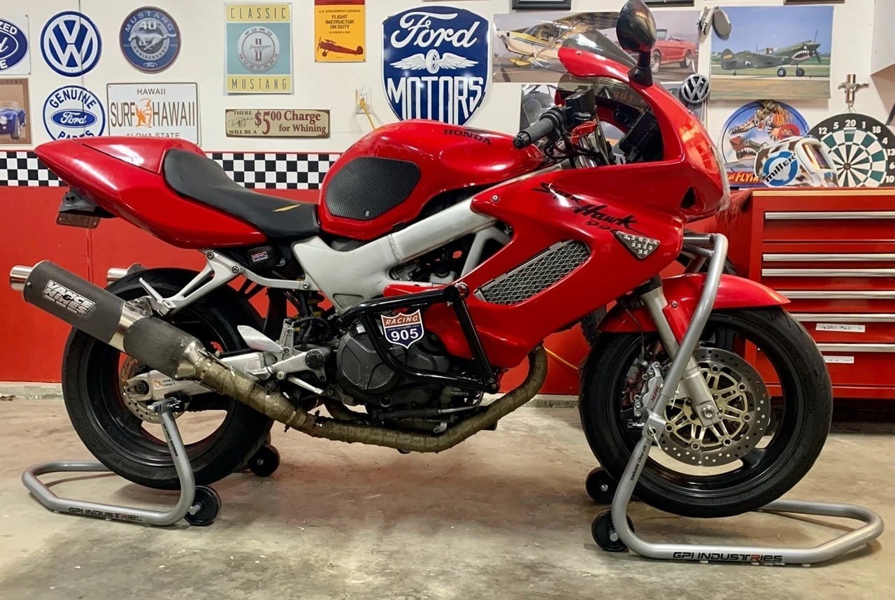 Front and Rear with Head Lift Motorcycle paddock race stands lifts set