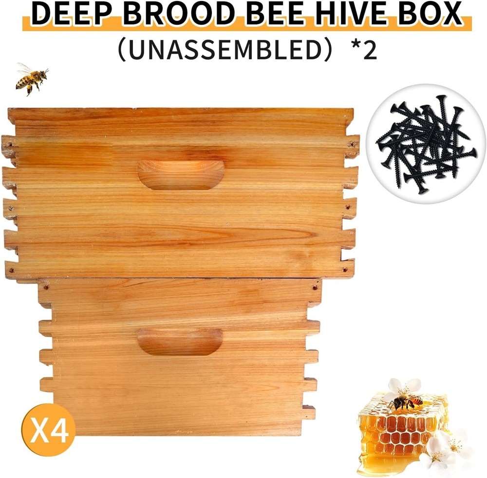 2 Pack 10 Frame Langstroth Deep Brood Beehive Box Beekeeping Supplies