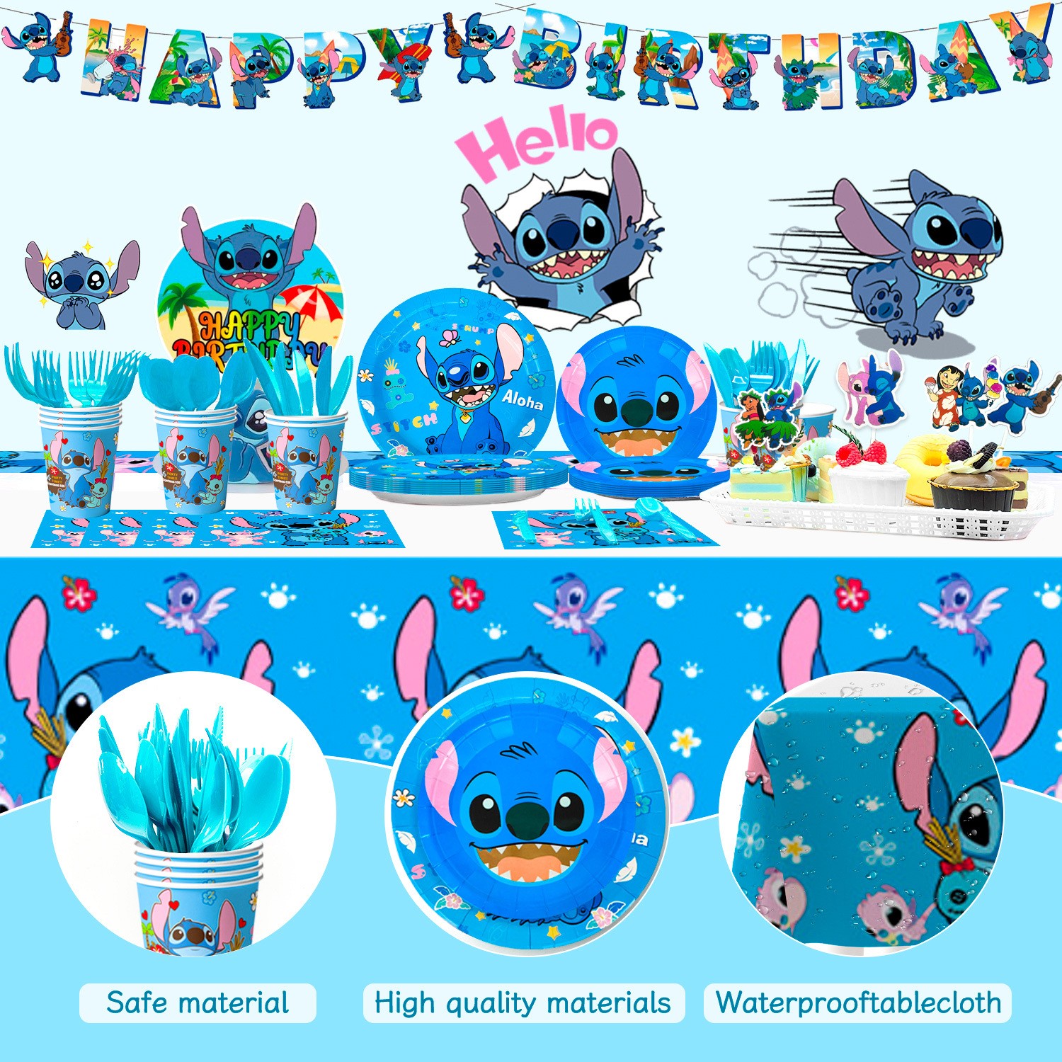 Lilo & Stitch Party Decorations Disney Birthday Party Balloons Tablecloth Plate