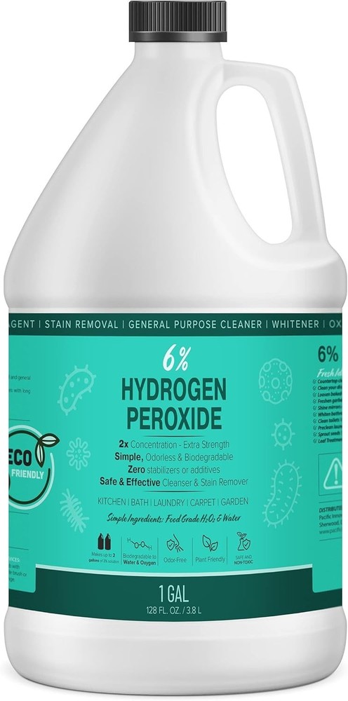 Versatile 6% Hydrogen Peroxide Solution - 1 Gallon for Kitchen, Bath, and Beyond