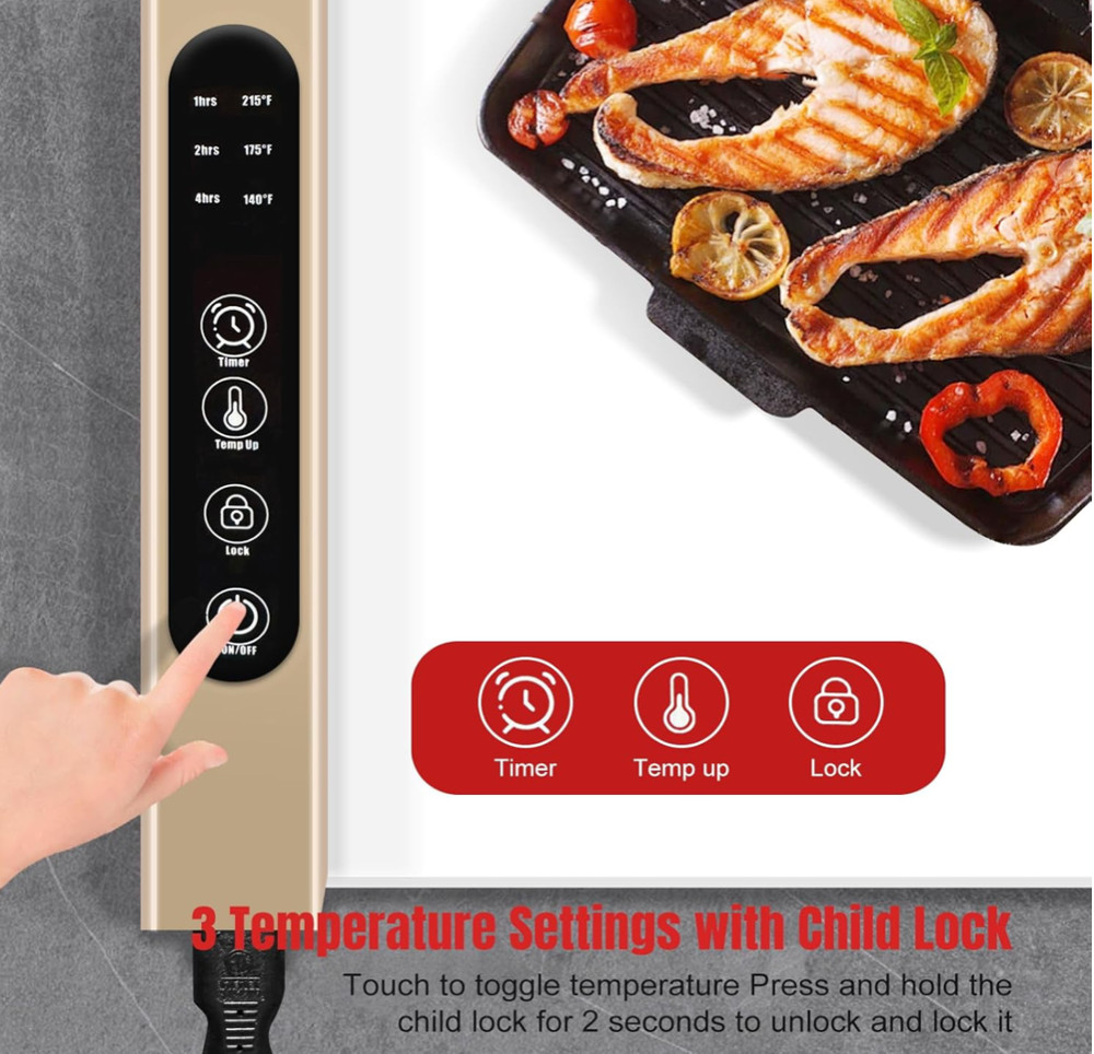 Foldable Food Warming Mat Rollable Buffet Electric Warming Tray 3 Level Temp