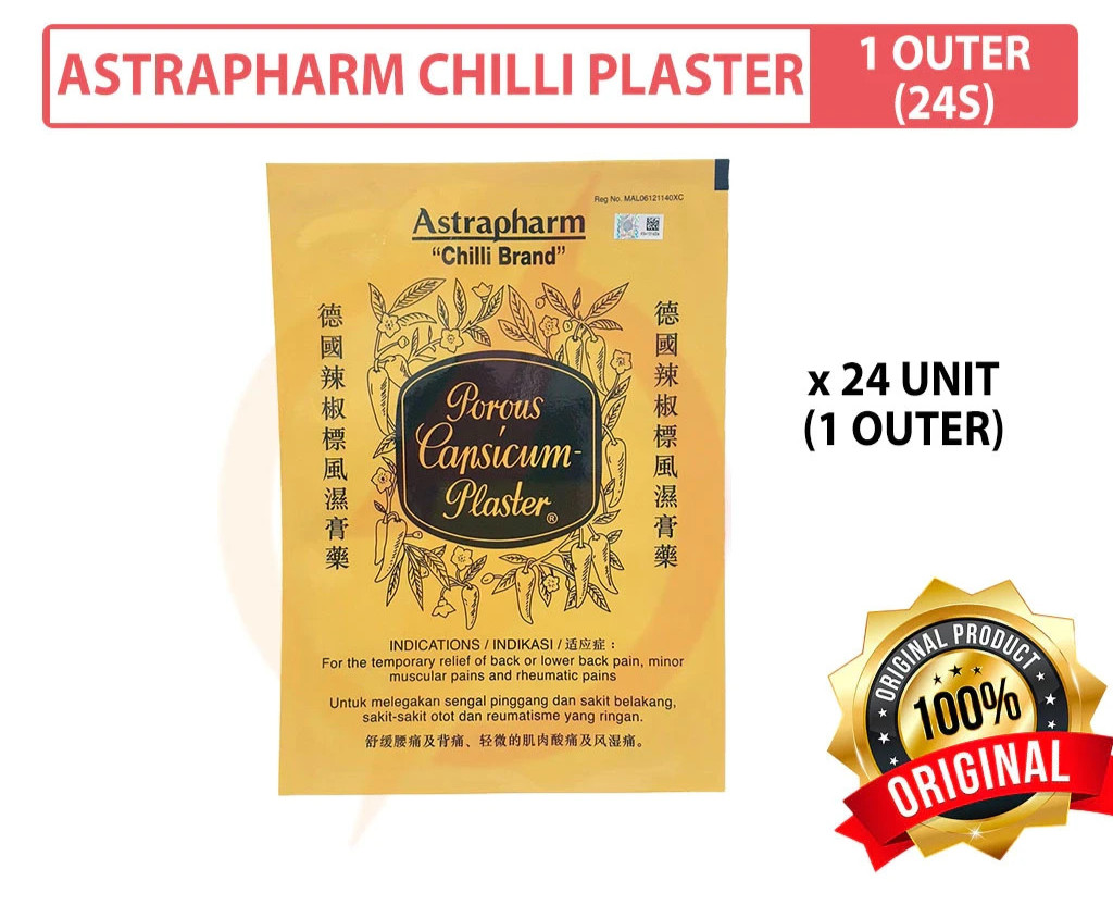 Astrapharm Chilli Brand Porous Capsicum Plaster Back Shoulder & Body Comfort 24s