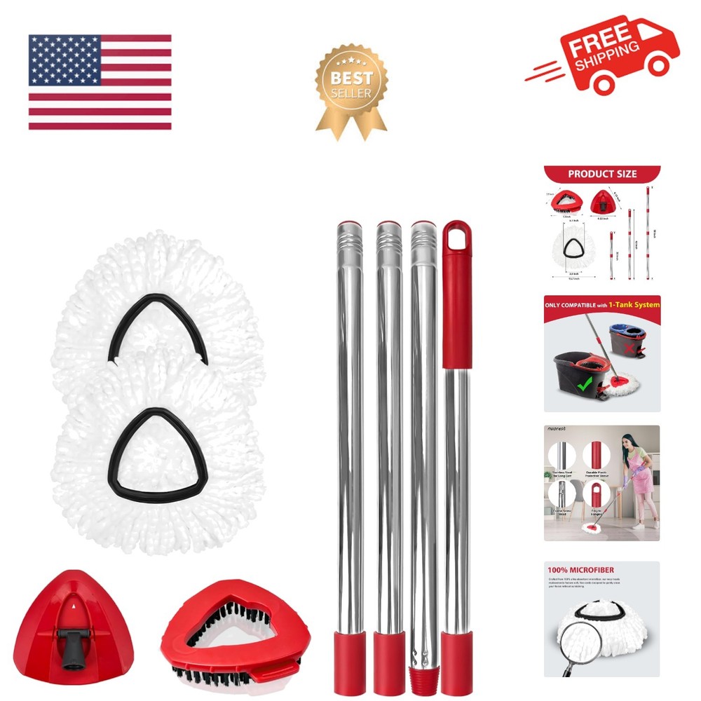 Spin Mop Replacement Set for O-Ceda EasyWring 1-Tank System, Includes 2 Mop H...