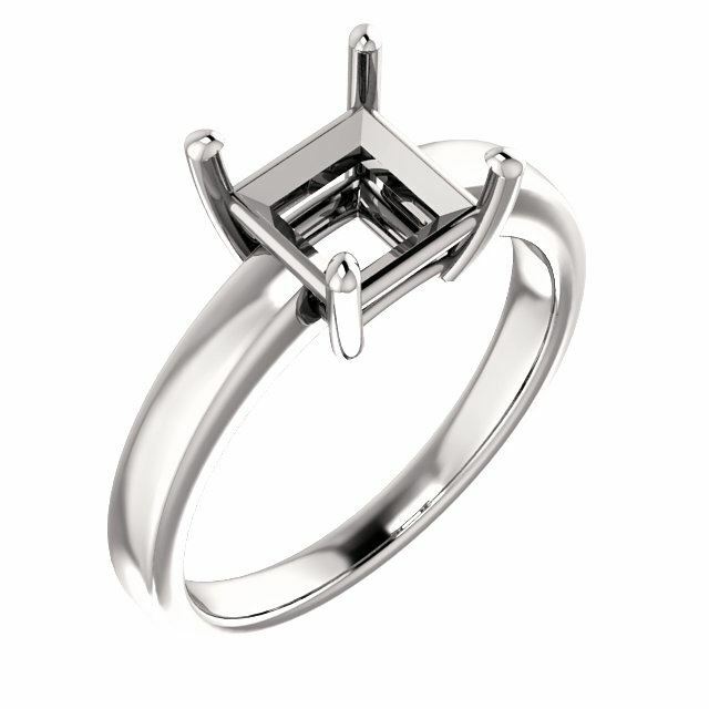 Sterling Silver Square/Princess Cut Ring Setting Solitaire Claw Style Ring Mou