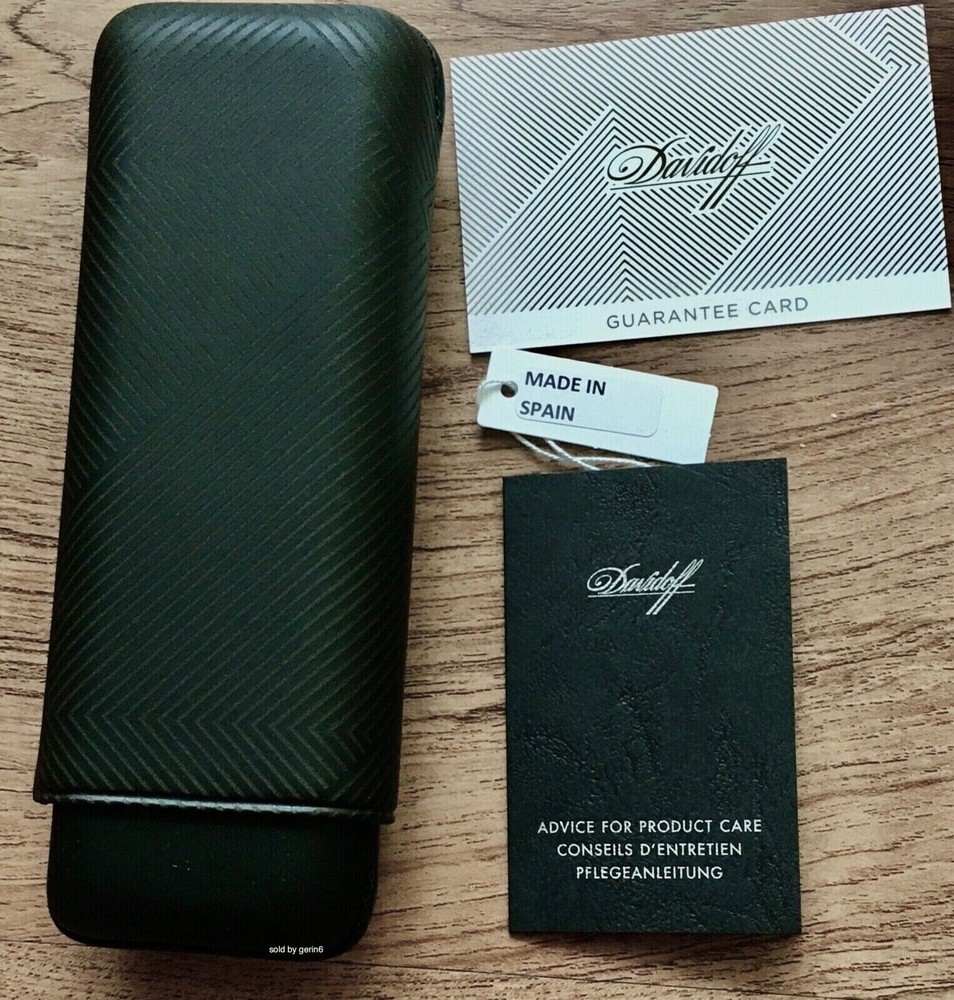 Davidoff Black Leather Leaf Pattern XL-2 Double Cigar Case / Pouch 105601