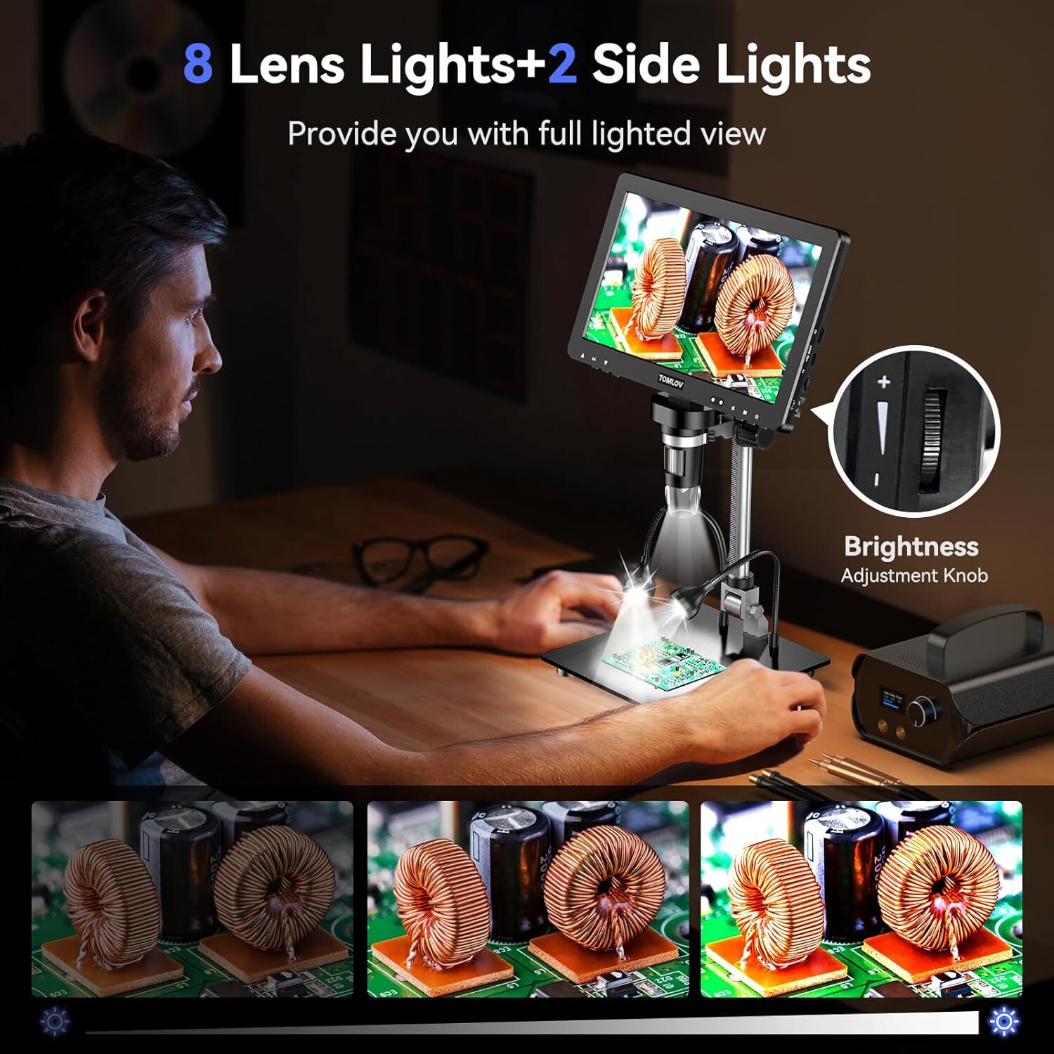 TOMLOV DM9 Max 10.1" IPS HDMI Digital Microscope 1500X 20MP HD Coin Magnifier