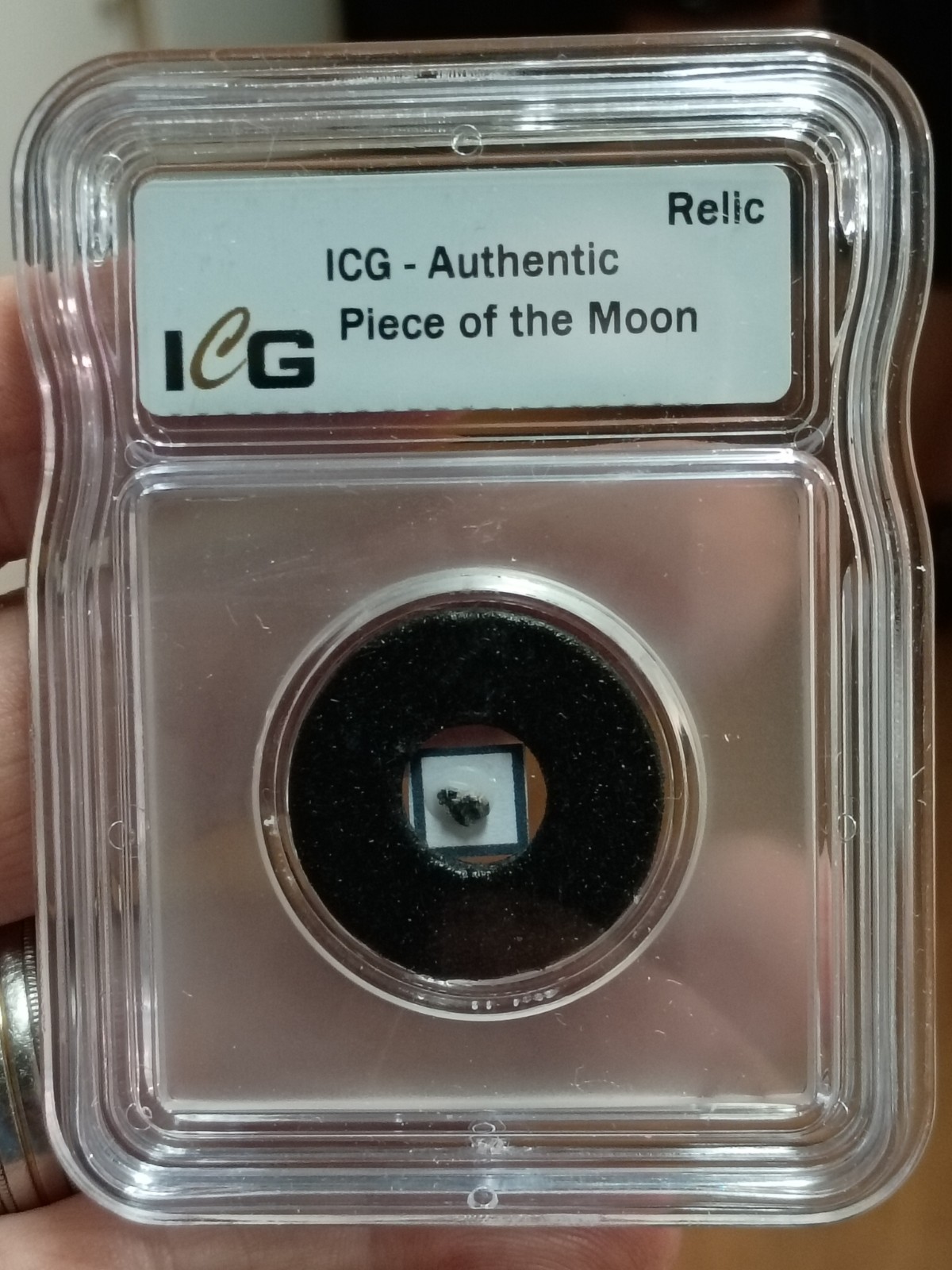 ICG Authentic Small Piece Of The Moon. Slabbed & Authenticated. Very Unique!!