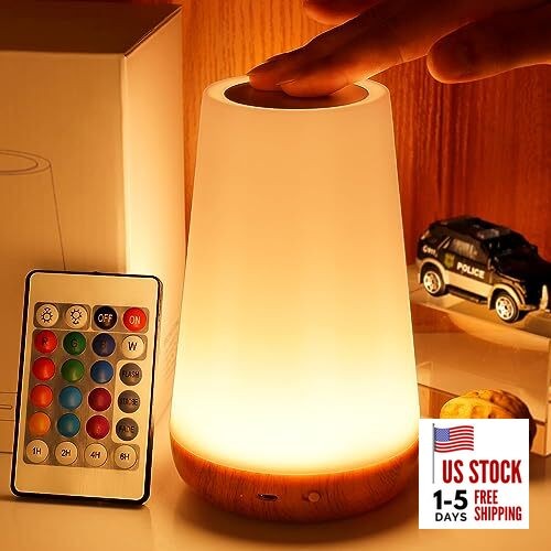 Night Light, Dimmable Touch Lamp for Bedroom, Portable Table Bedside Brown