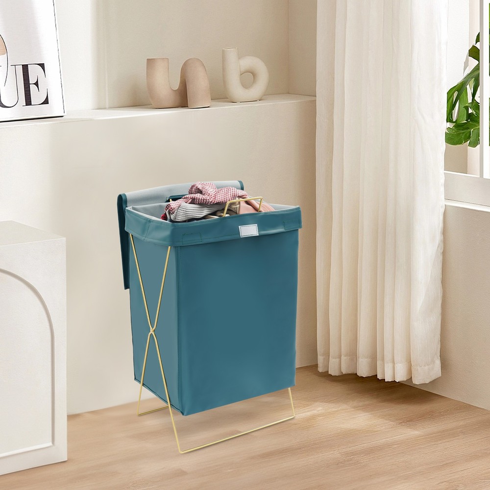 X-Frame Laundry Basket, Dirty Clothes Basket w/Lid, Foldable Laundry Hamper