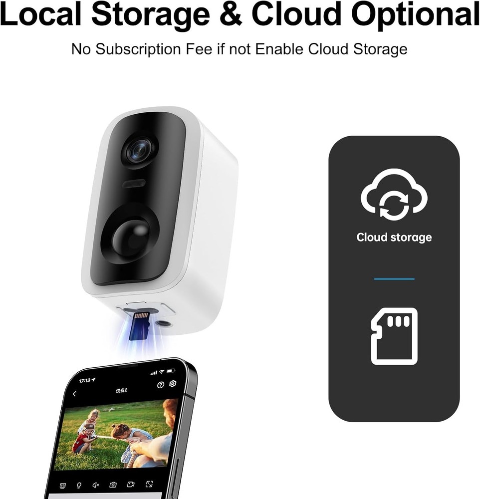 Wireless Outdoor Security Camera 2K Battery-Powered Camera 3MP Home Security Cam